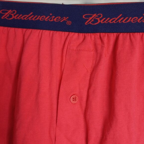 Budweiser Size M 32 34 Boxer Shorts Mens Red Sleepwear Button Fly Cotton NEW - Picture 6 of 7